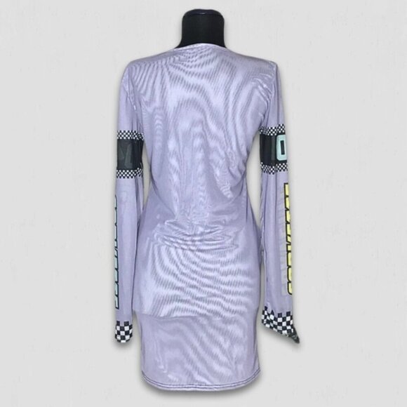 General Motors Corvette Graphic Mini Bodycon Dress Purple M - Picture 2 of 12